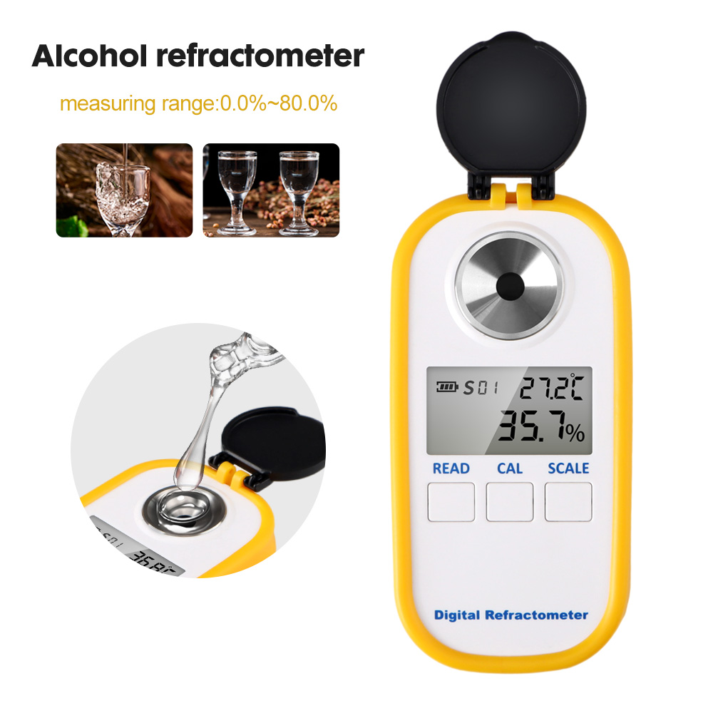 Wine To Beer To Liquor - Refractómetro Digital de Alcohol 0-80% pantalla