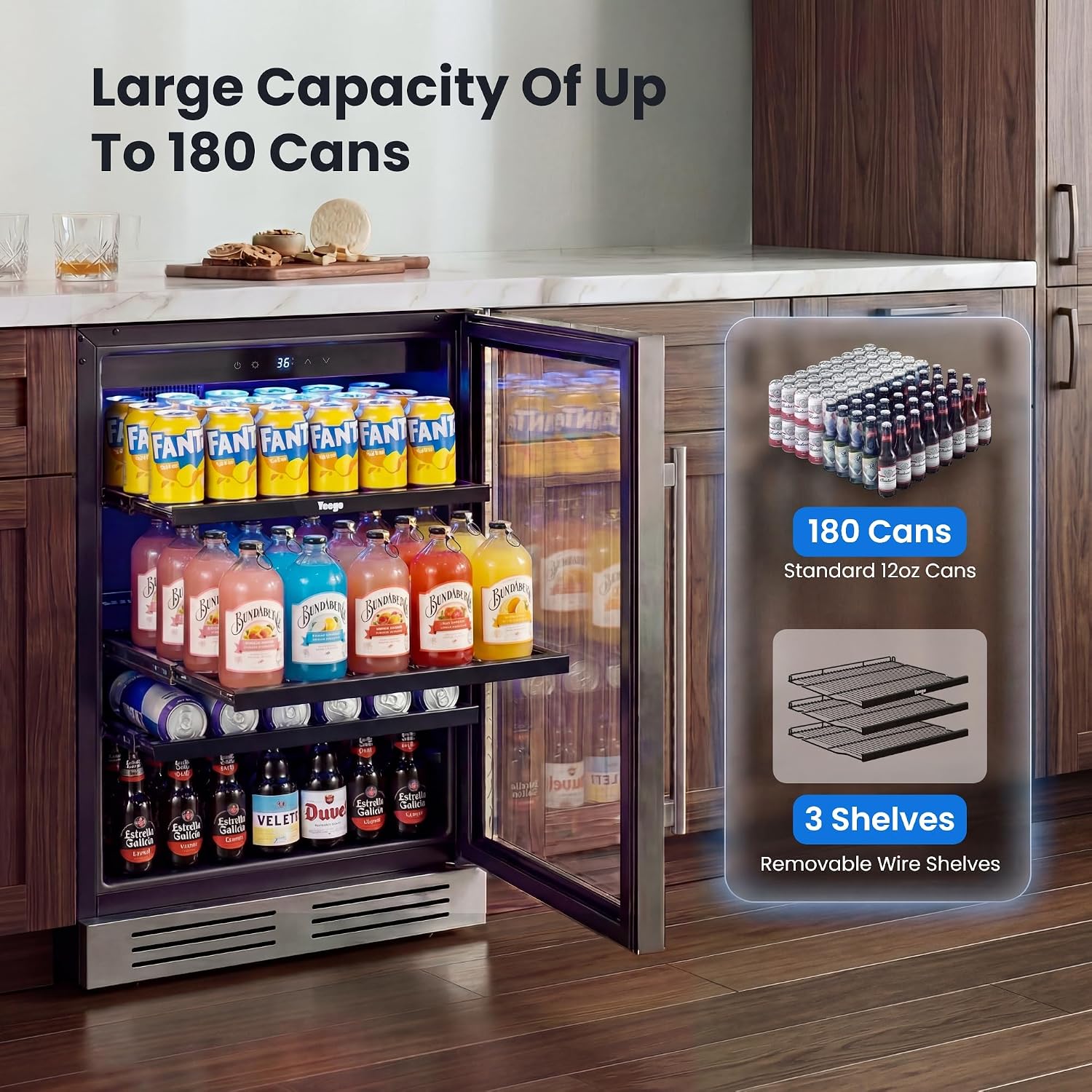 Enfriador de Bebidas de 24 Pul - Wine Beer Fridge Under Counter reseña y precio