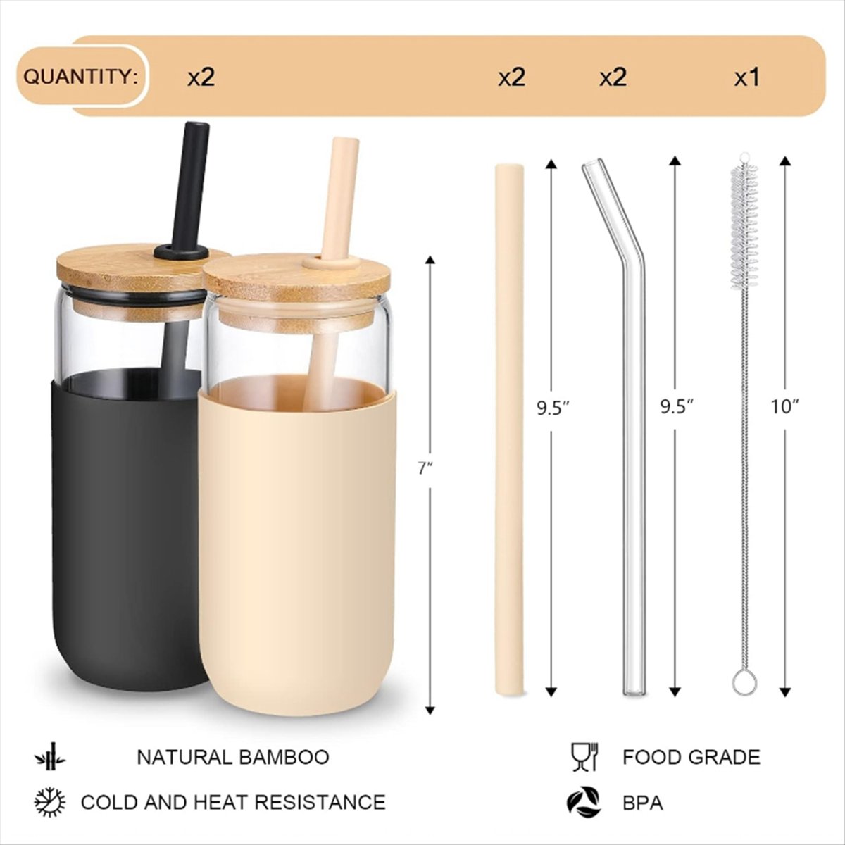 Vasos de vidrio de 20 OZ de 2  - Beer & Wine Grab reseña y precio