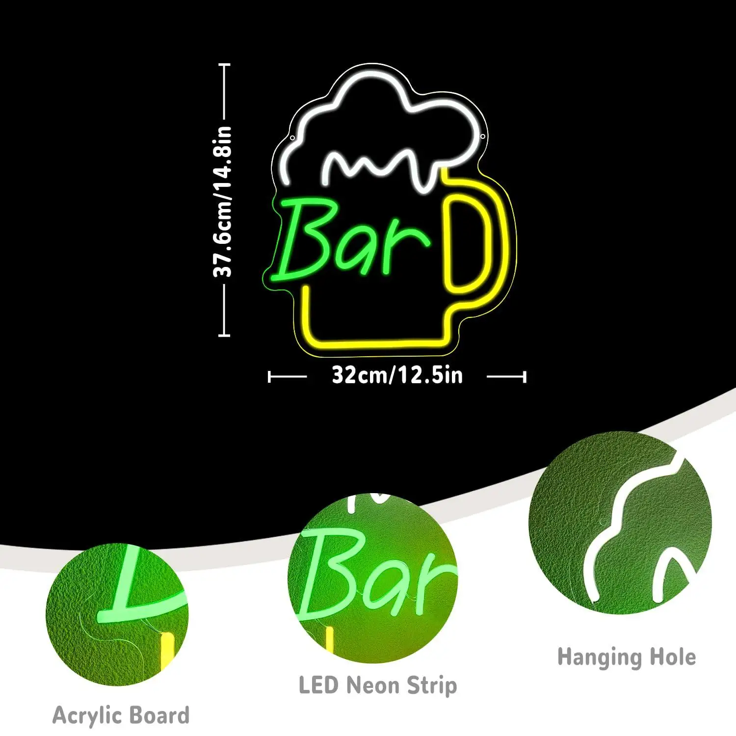 Letrero de Neón con Diseño de  - Beer & Wine Grab reseña y precio